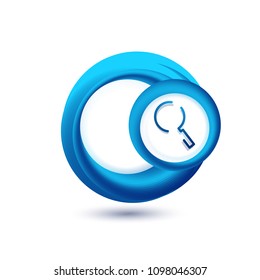 Durchsuchen Sie den prächtigeren Web-Button, vergrößern Sie das Symbol. Modernes Lupenschild, Webdesign oder mobile App. Vektorgrafik