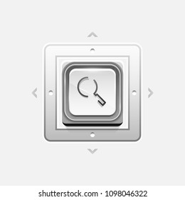 Botón web de la función de ampliación de búsqueda, icono de ampliación. Signo de lupa moderno, diseño de sitio web o aplicación móvil. Ilustración del vector