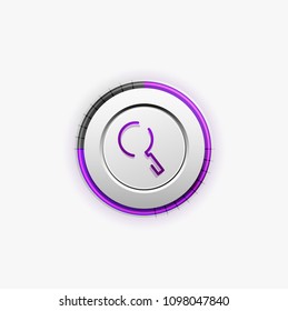 Durchsuchen Sie den prächtigeren Web-Button, vergrößern Sie das Symbol. Modernes Lupenschild, Webdesign oder mobile App. Vektorgrafik