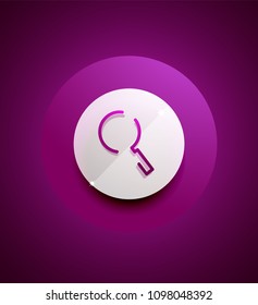 Search magnifyier web button, magnify icon. Modern magnifying glass sign, web site design or mobile app. Vector illustration