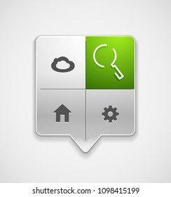 Durchsuchen Sie den prächtigeren Web-Button, vergrößern Sie das Symbol. Modernes Lupenschild, Webdesign oder mobile App. Vektorgrafik
