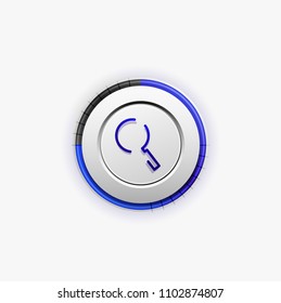 Search magnifyier web button, magnify icon. Modern magnifying glass sign, web site design or mobile app. Vector illustration