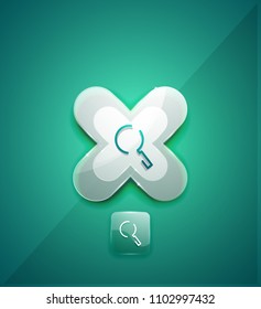 Botón web de la función de ampliación de búsqueda, icono de ampliación. Signo de lupa moderno, diseño de sitio web o aplicación móvil. Ilustración del vector