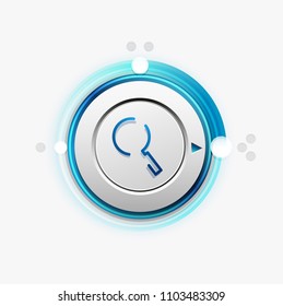 Search magnifyier web button, magnify icon. Modern magnifying glass sign, web site design or mobile app. Vector illustration