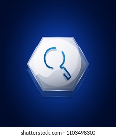 Durchsuchen Sie den prächtigeren Web-Button, vergrößern Sie das Symbol. Modernes Lupenschild, Webdesign oder mobile App. Vektorgrafik