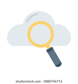 search magnifying glass with cloud computing flat style icon vector illustration design