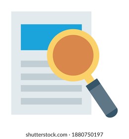 search magnifying glass with document flat style icon vector illustration design