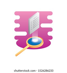search magnifying glass with document vector illustration design