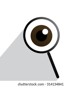 Search Magnifying Glass with Eye. Vector Illustration