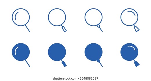 Search and Magnifying Glass Icon Set. Line and Solid Style Symbols for Web, App, and UI UX Design