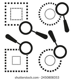 Search magnifying glass icons. Focused and unfocused areas. Magnification concept. Vector illustration. EPS 10.