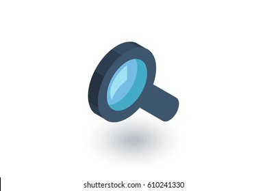 Search, magnifying glass isometric flat icon. 3d vector colorful illustration. Pictogram isolated on white background