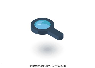 search, magnifying glass isometric flat icon. 3d vector colorful illustration. Pictogram isolated on white background