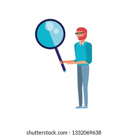 search magnifying glass with man