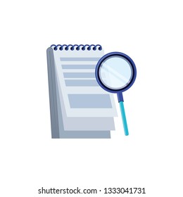 search magnifying glass with notepad