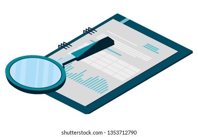 search magnifying glass with notepad