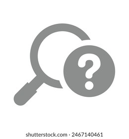 Suchen-Lupe und Fragezeichen. Suche im Handbuch oder Internet-Vektorgrafik-Symbol.