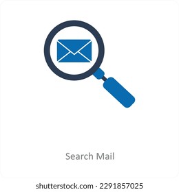 Search Mail and mail icon concept
