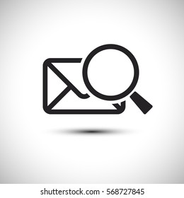 Search Mail Icon. Email Vector Icon. Flat Mail Icon. Vector Illustration.
