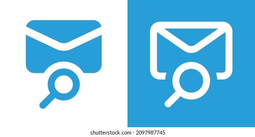E-Mail-Symbol-Set durchsuchen. Gläsernes Glas mit Buchstabensymbol, Vektorgrafik