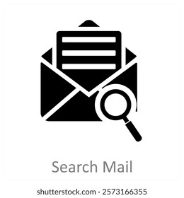 Search Mail and inbox icon concept