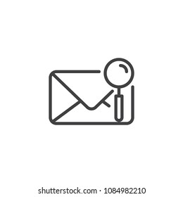 Search mail outline icon. linear style sign for mobile concept and web design. Envelope and magnifying glass simple line vector icon. Symbol, logo illustration. Pixel perfect vector graphics