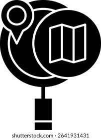 Search Map Glyph Vector Icon Design