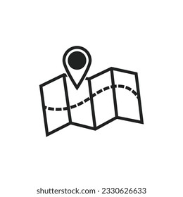 Search map icon line on white background