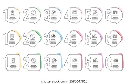 Search map, Keywords and Clock line icons set. Infographic timeline. Augmented reality, Parking place and Artificial intelligence signs. Find address, Marketing strategy, Time or watch. Vector
