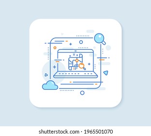 Search map line icon. Abstract vector button. Find location address sign. Search map line icon. Laptop concept badge. Vector
