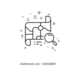 Search map line icon. Find location address sign. Geometric shapes. Random cross elements. Linear Search map icon design. Vector
