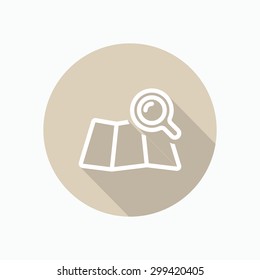 Search map Line icon Single  on color circle background