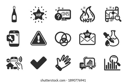 Search Map, Phone Repair And Hand Icons Simple Set. Vip Star, Vip Mail And Euler Diagram Signs. Hot Sale, House Security And Online Quiz Symbols. Flat Icons Set. Vector