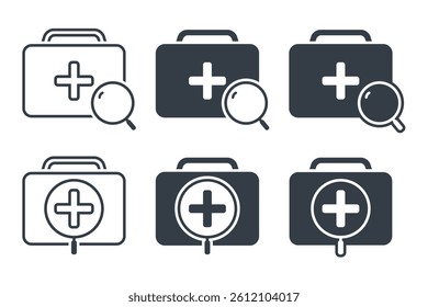 Search medical kit icon. Illustration vector