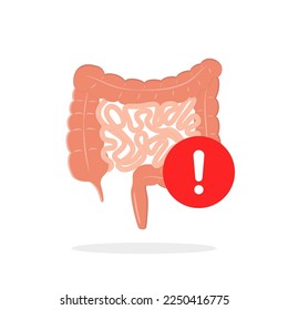 buscar problemas médicos en el icono del tracto intestinal humano. caricatura de estilo plano gráfico simple diseño interno elemento de logotipo de órganos. concepto de gran problema con el sistema digestivo