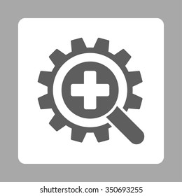 Search Medical Technology vector icon. Style is flat rounded square button, dark gray and white colors, silver background.