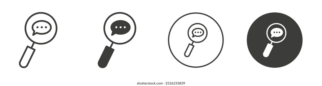 Ícone de mensagem de pesquisa Logotipo simples do vetor de contorno