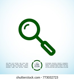 Search minimal vector icon. Loupe flat line icon for websites and mobile minimalistic flat design.