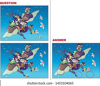 Search for mistakes quiz illustrations, beetles