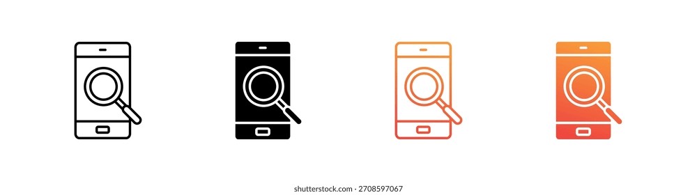 Búsqueda Móvil Icono de Estilo Múltiple Conjunto Vector
