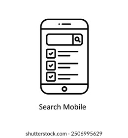 Search Mobile vector  outline Icon Design illustration. Smart Home and Technology Symbol on White background EPS 10 File