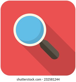 Search, modern flat icon with long shadow