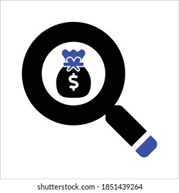 Search Money Bag Vector Icon