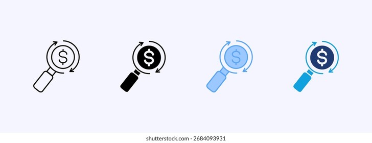 Search Money Icon Set Multiple Style Collection