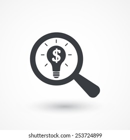 Search Money Idea. Flat Icon Design 