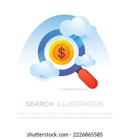 Search money illustration design for mobile or website design