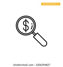 Search money, looking for money icon vector design illustration