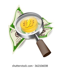 Search money of Magnifier vector design business concept
