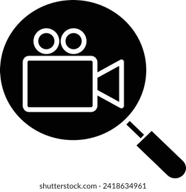 Search Movie solid and glyph vector illustration