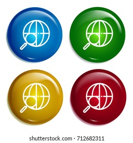 Search multi color gradient glossy badge icon set. Realistic shiny badge icon or logo mockup